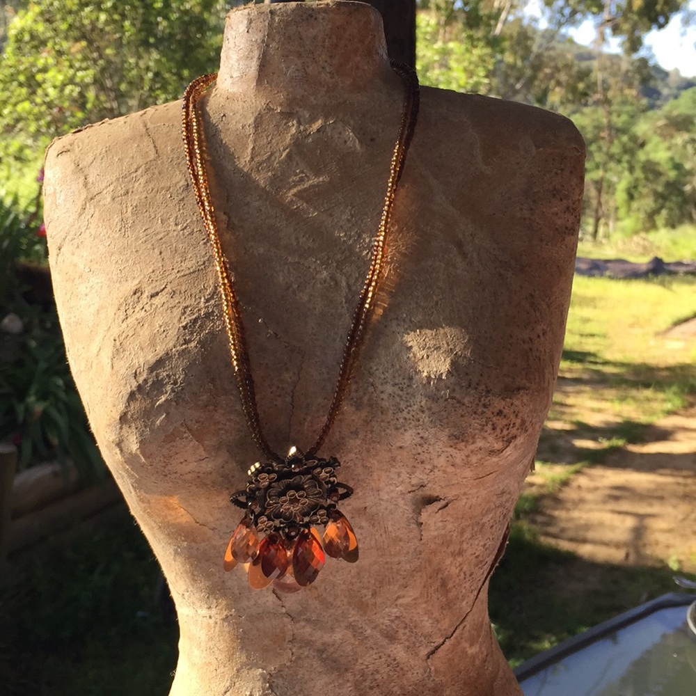 Golden beaded choker necklace